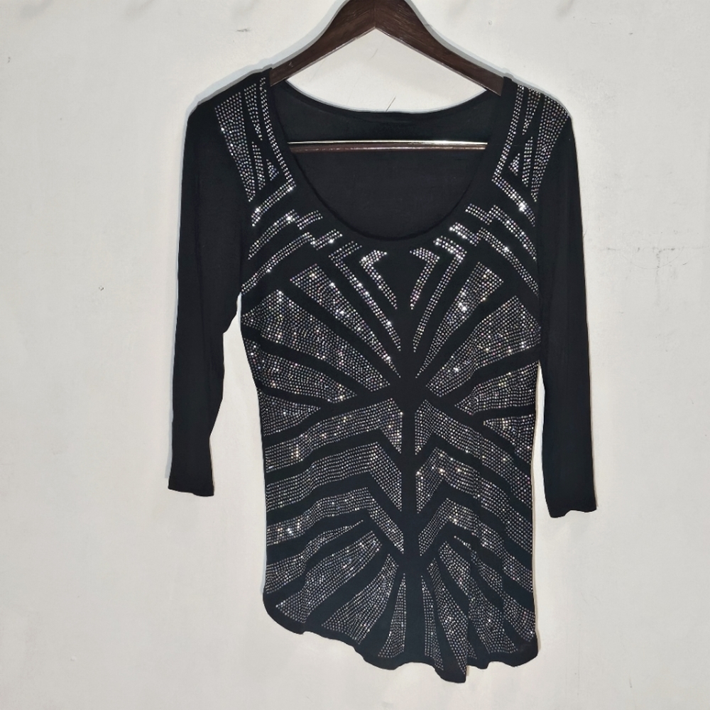 Women's Black Sequin Top